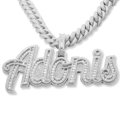 Custom Iced Out Pendant with Chain for Men Women, Personalized Cuban Link Chain with Letter Pendant Necklace, Custom Name Necklace, Hip Hop Jewelry, Birthday Christmas Gifts for Hip-hop Lovers