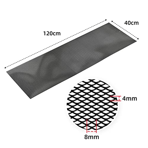 Image of AggAuto 47x16 inches Car Pickup Truck Grill Mesh Spoiler Bumper Vent Aluminum Alloy Automotive Grille Insert Air Intake Racing Rhombic Hole 4x8mm Black