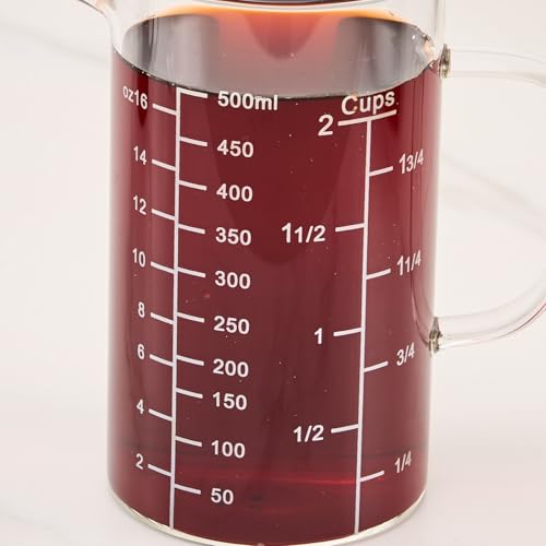 Vaso medidor de vidrio 16.9 oz con marcas claras miniatura 5