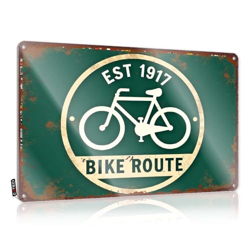 Póster vintage para decoración de puerta de dormitorio (20 x 30 cm), diseño de ruta en bicicleta (20 x 30 cm)