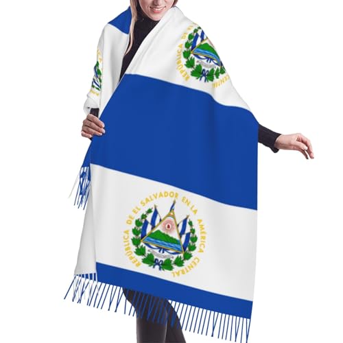 El Salvador Flag Women'S Scarf Fashion Long Blanket Scarf Winter Warm Scarf Shawl Wrap With Tassel 77'' X 27''