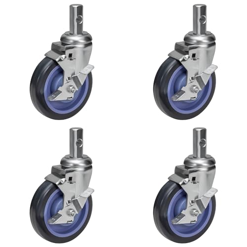 GSW Set of 4 Stem Casters 5 Inch Swivel Wheel with Brake Capacity 370 IBS KS6114