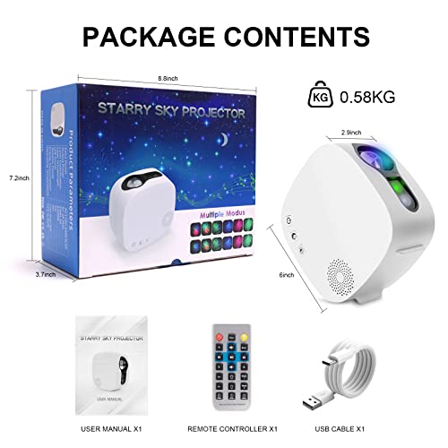 ALED LIGHT Sterrenhemel-projector, projectorlamp, nachtlampje, maan, 4-in-1, 360 graden draaibaar, met RF… - Afbeelding 8