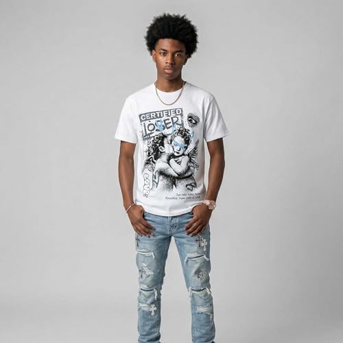 Image of DopeSkill Graphic Tee Streetwear Hip Hop Hypebeast Street Style Crew Neck Unisex T-Shirt Sneaker Colour Matching Shirts Angel