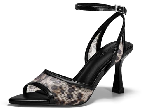 Image of Coutgo Womens Kitten Heels Sandals Pointed Open Toe Ankle Buckle Strap Summer Dress Shoes