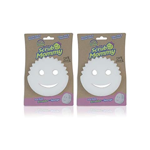 Scrub Daddy Dual-Sided Sponge and Scrubber- Scrub Mommy Dye Free - Scratch-Free Scrubber for Dishes and Home, Odor Resistant, Soft in Warm Water, Firm in Cold, Dishwasher Safe, 1ct (Pack of 2) Cover