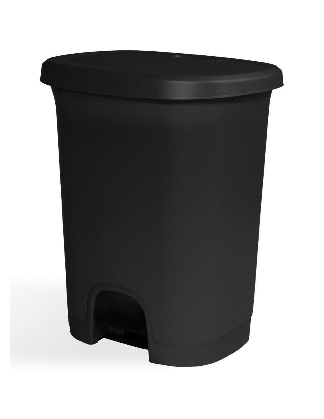 Jardin202 - Cubo basura plástico moderno | Apertura con pedal | Cubo reciclar | 50 litros (Negro - Negro)
