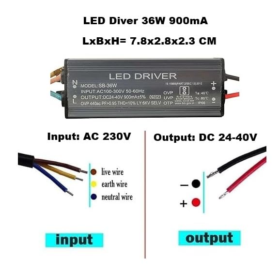 Image of 36W Street Light LED driver | Input AC 100 to 300V | 50HZ | Output: DC 24 to 40V 900mA | | Water proof (4, 36W street light driver)