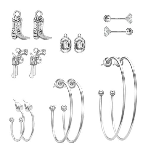 Pasuot Gold Silver Hoop Earrings for Women 14K Gold Plated Hypoallergenic Hoop Earrings Set Hypoallergenic Earring Lightweight Dangle Heart Star Cubic Zirconia