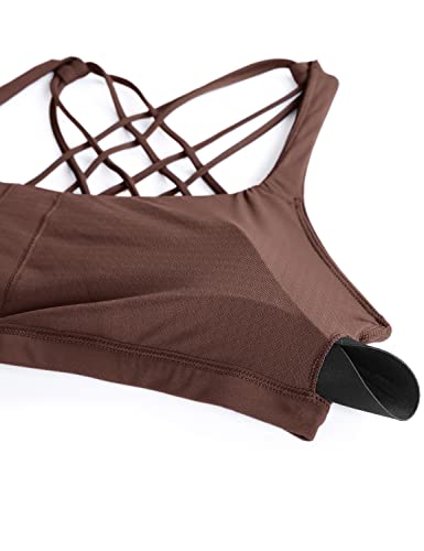 Image of CRZ YOGA Naked Feeling Strappy Sports Bras for Women - Criss Cross Back Wireless Padded Cami Yoga Workout Top