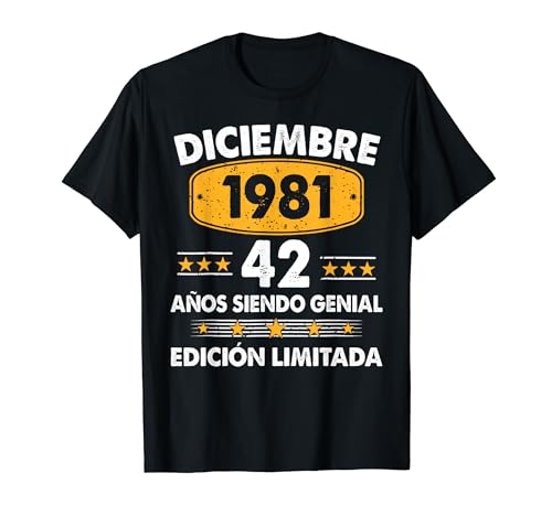 42 Años Cumpleaños Regalo Diciembre 1981 Diciembre 42 Años Camiseta