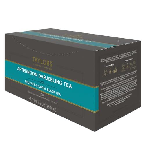 Image of Taylors of Harrogate Afternoon Darjeeling, Black Tea, Individually Wrapped Bags 100 Count (Pack of 1), Delicate, Sweet & Floral, Caffeinated, Enjoy Hot or Iced, 100 Teabags