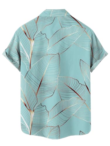 DRESSFO Matchable Couples' Outfit Gold Leaf Print Men's Shirt Or Women's Spaghetti Strap Dress3