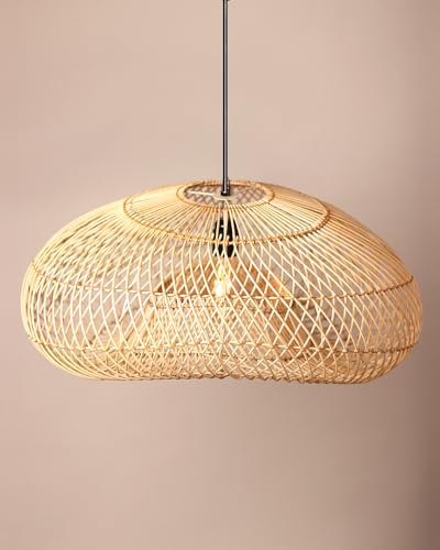 Image of Habere India-All the Cultures Fabricating India Ceiling Lamps for Living Room | Pendant Lights for Bedroom | Bamboo Hanging Lamp for Living Room (Medium - L:60 x W:49 x H:20 cm)