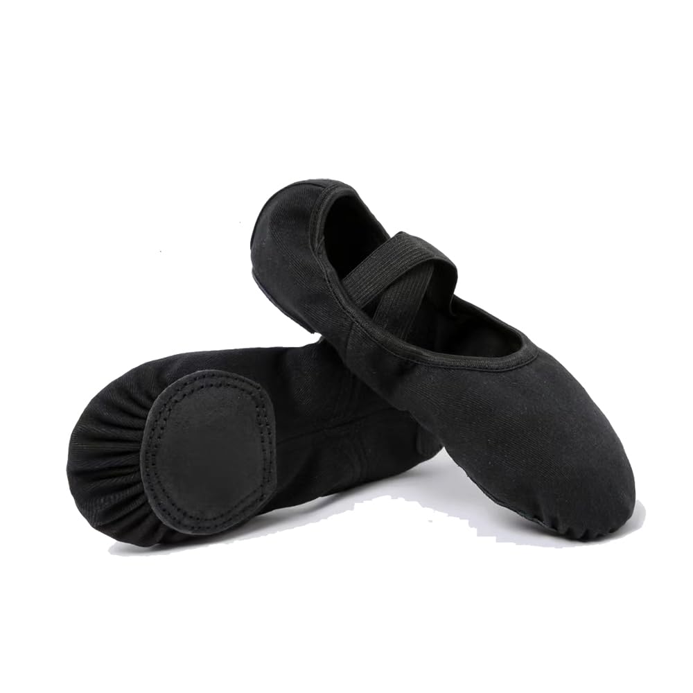 MSMAX Dance Flats Performa Stretch Black Ballet Slipper for Girls 13.5 M US Little Kid