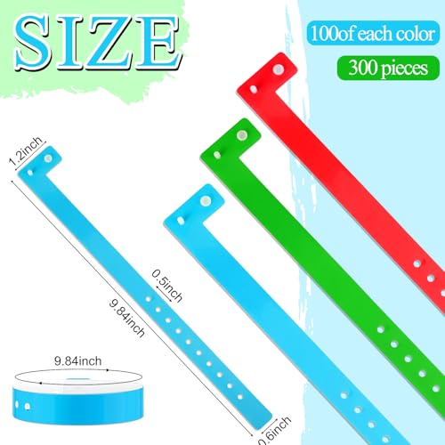Image of Henoyso 300 Pcs Mixed Color Plastic Wristbands for Events Vinyl Waterproof Pool Wristbands Neon Color Plastic Bracelet for Party Events Arm Band Identification for Concerts Carnivals