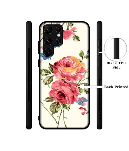 Image of Vintage Painting Flower Design Premium 2D Printed Metal Back Case Cover for Samsung Galaxy S22 Ultra 5G