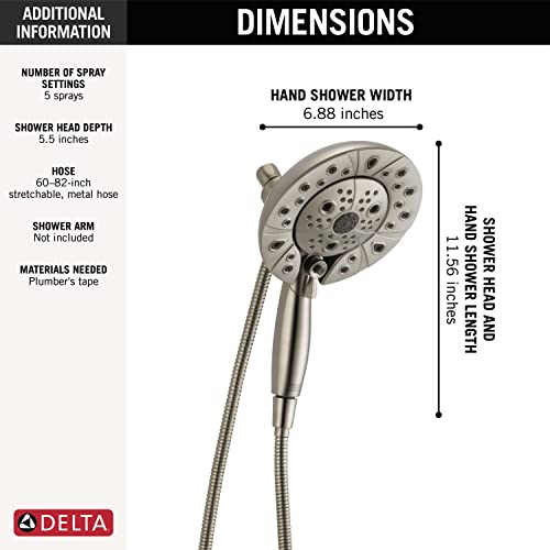 Image of Delta FAUCET 58480-SS-PR25-PK Universal Showering Components Combo, Lumicoat Stainless, 2.5 GPM Water Flow