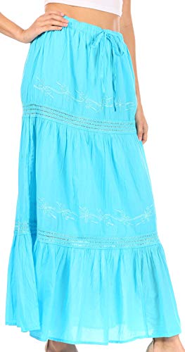 Sakkas Takara Maxi Broomstick Cascading Peasant Skirt with Elastic Waist3