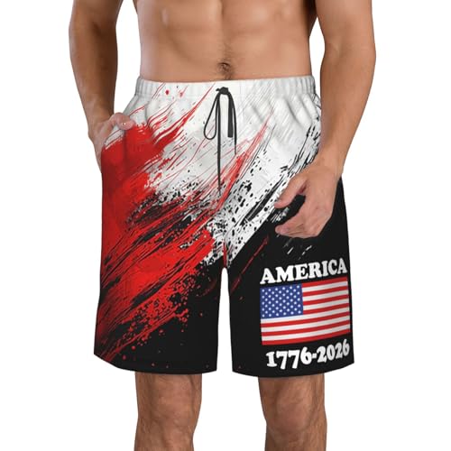 NAFSKL Board Shorts America Birthday 1776 2026 Mens Swim Trunks Quick Dry Swim Shorts Beach Short Swimwear with Pockets