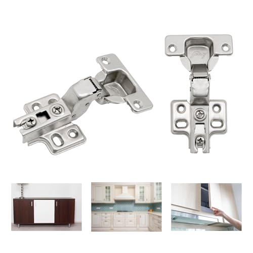 Image of Godrej Cabinet Hinges | Soft Close | Slip On | 4 Hole Half Overlay | BIFMA Tested Nickel Plated |105 Opening | Suitable for 14-20 mm Thick Panel| Wardrobe, Kitchen, Bathroom | 1 Year Warranty.