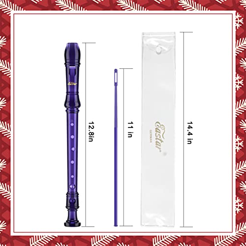 Eastar Soprano Recorder Instrument For Kids Students Beginners, German Fingering C Key Recorder Instrument 3 Piece With Cleaning Kit, Storage Bag, Fingering Chart, Ers-1Gpu, Purple, School-Approved #TOP7