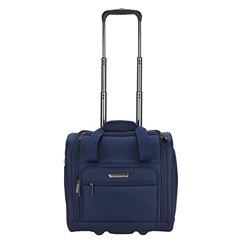 TPRC 15-Inch Smart Under Seat Carry-On Luggage with USB Charging Port, Navy Blue, Underseater