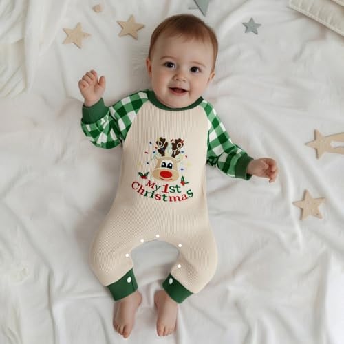 Eadrioss My First Christmas Outfit Newborn Baby Girl Boy 1st Christmas' Outfits Romper Infant Christmas's Clothes 3M 6M 12M2
