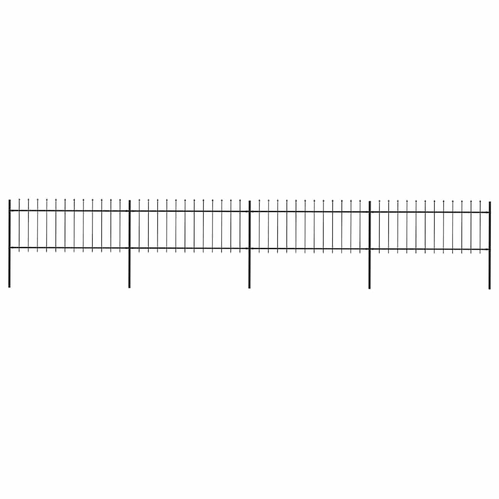 vidaXL Gartenzaun Element Schwarz – Speerspitzen, Stahl, 6,8 m Gesamtlänge