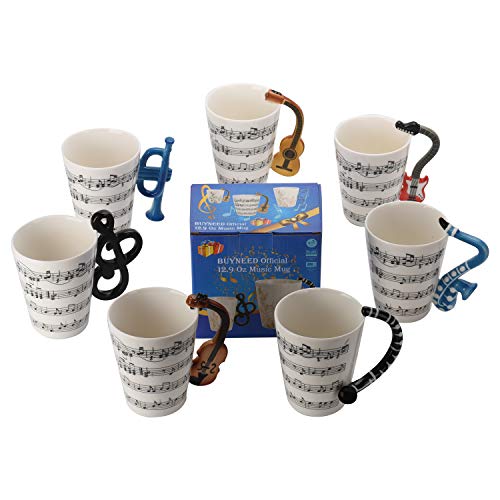 12.9 Oz Guitar Mug Music Note Coffee Mug Ceramic Guitar Music Cup Mug for Guitar Players Musicians,Red