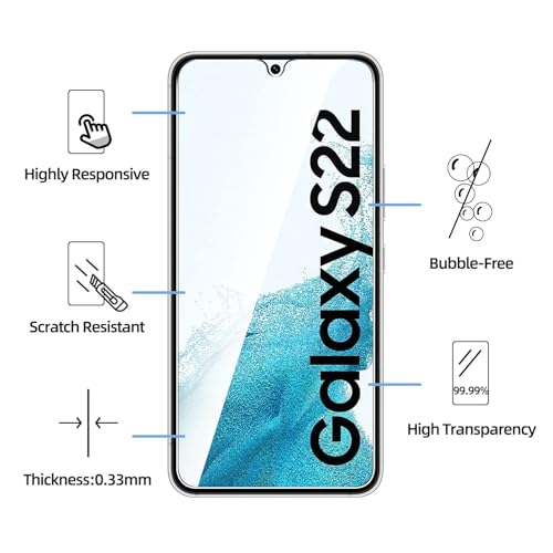 Image of NEW'C 3 Pack Designed for Samsung Galaxy S22 5G, Screen Protector Tempered Glass, Case Friendly Scratch Resistant,Bubble-Free, Ultra Resistant