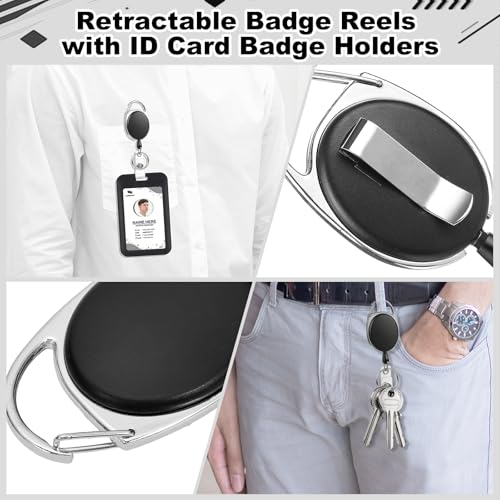 Pacote com 2 porta-crachás retráteis, carretéis resistentes, com suporte de crachá de identificação