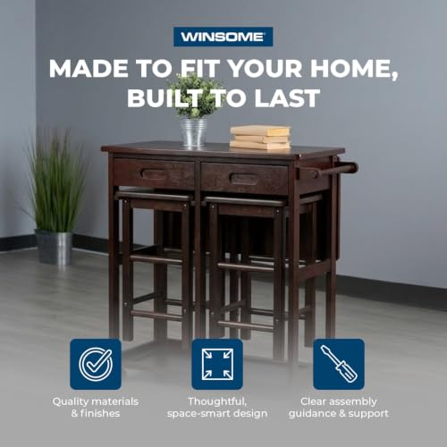 Image of Winsome Suzanne Kitchen Table Set with Stools, Coffee, 33 inch