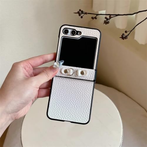 Coque pour Galaxy Z Flip5 évitez les chutes étui cuir perle