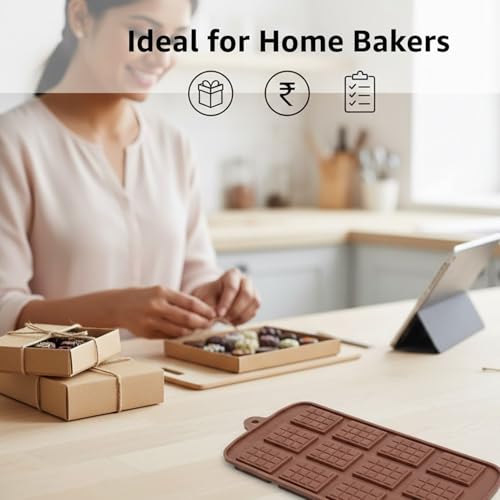 Image of Signamio Chocolate Mould Set - Heart Shape & Square Shape, 2 Pcs - Premium Chocolate Mould Silicone - Durable Chocolate Silicone Mould for Baking & Crafting