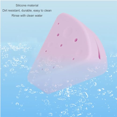 Powder Puff Case, Silicone Triangle Powder Puff Storage Box Smooth Closing Convenient for Home Travel (Light Purple) - Image 2