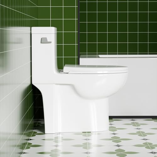 Inodoro de una pieza, elongado, altura cómoda, ahorro de agua, descarga Vortex de 1,28 galones por descarga, asiento de cierre suave con liberación rápida, entrada de 12 pulgadas, blanco brillante miniatura 5