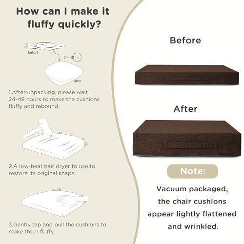 Image of AddGrace Recliner Cushions for Elderly Thick Seat Cushion 20 inchx20 inchx4 inch Chair Pads with Non Slip Backing and Washable Cover for Couch Armchair Chairs Coffee