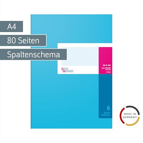 König & Ebhardt König und Ebhardt König & Ebhardt 8611061-7106K40KL Spaltenbuch mit Kopfleiste (A4, 6 Spalten, 40 Blatt)