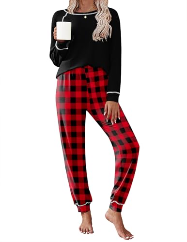 Image of Ekouaer Pajamas Set for Women Soft Comfy Pjs Sets Long Sleeve Sleepwear Loungewear S-XXL