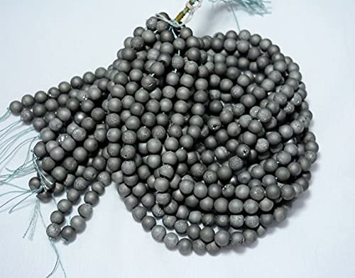 Gemme pour bijoux agate druzy argent 8mm de qualité supérieure en fil