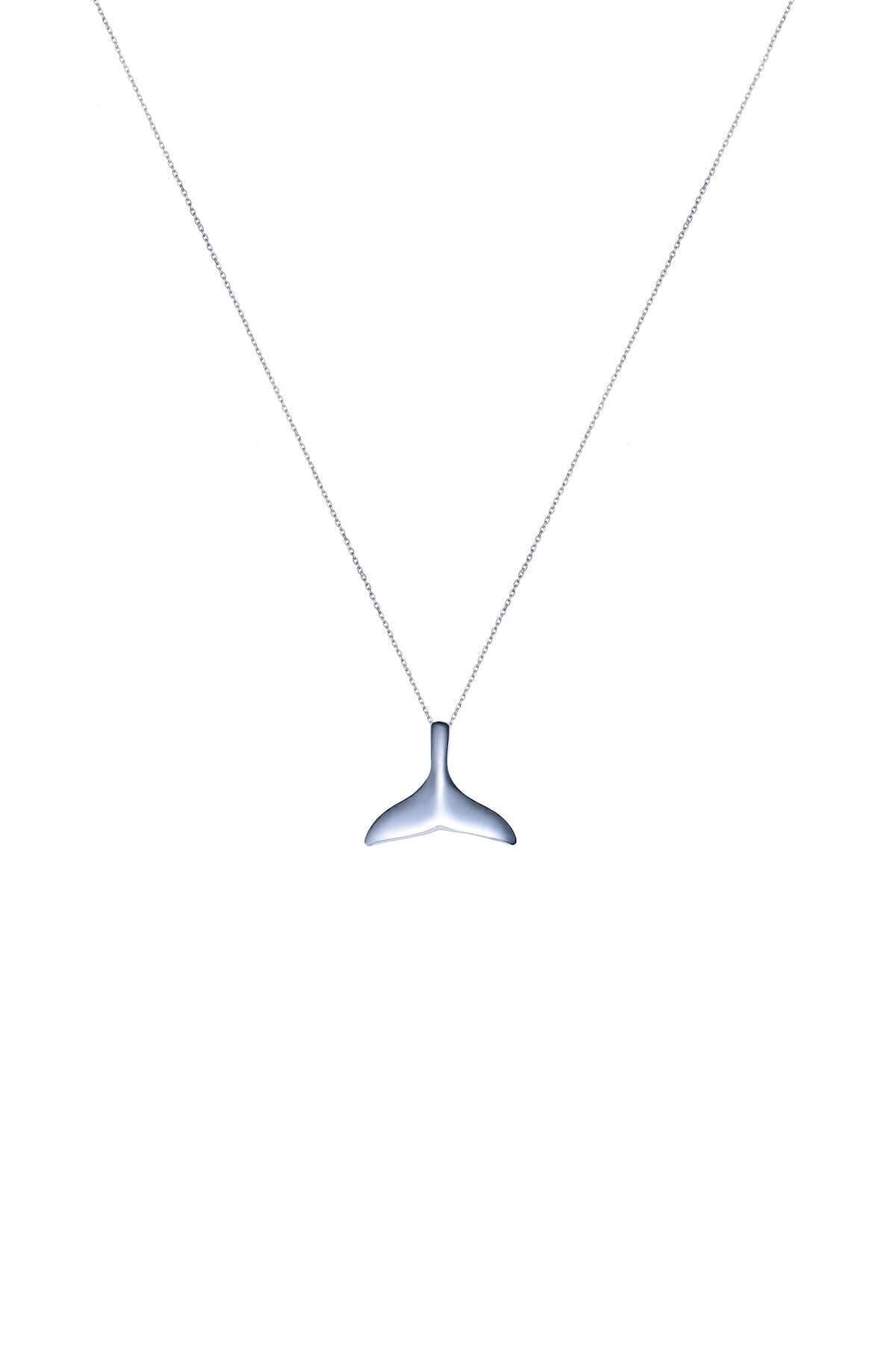 JOY-D Whale Tail Pendant.925 Sterling Silver, Simple Minimalist Handmade Jewelry for Women
