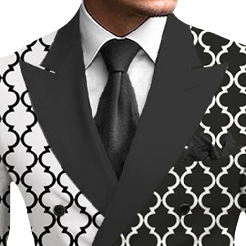 Plaid Button Double Breasted Blazer Jacket for Men Casual Slim Fit Notch Lapel Sport Coat Dinner Prom Party Wedding Suit2