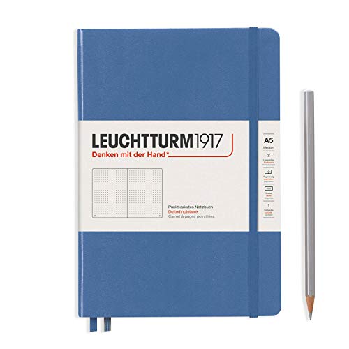LEUCHTTURM1917 - Medium A5 Dotted Hardcover Notebook (Denim) - 251 Numbered Pages