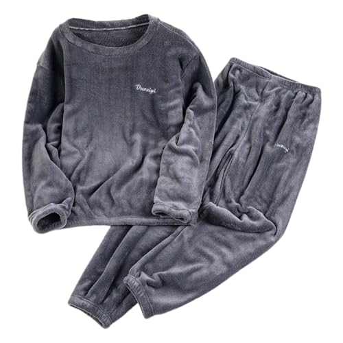 Juego de pijama para hombre de franela, conjunto de pijama de invierno cálido de forro polar, ropa de dormir, dos piezas, prenda de vestir para la casa, camiseta y pantalón de pijama largo para un