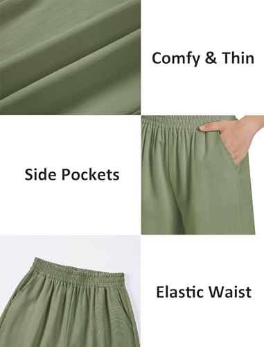 Image of EXARUS 3 Pack Girls Wide Leg Pants Flowy Linen Teen Casual Loose Baggy