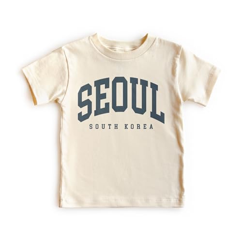 Seoul South Korea Kids Shirt - Trendy Vintage Aesthetic Varsity Korean Family Vacation Matching Shirts - Travel Destination Gift For Boys & Girls - Natural Boho Adult, Toddler, Youth Tee