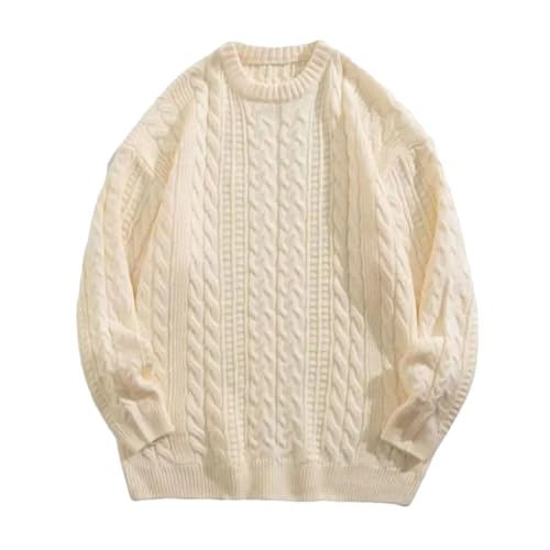 Men Polyester Sweater Thick Long Sleeve Pullover with Solid Color Warm