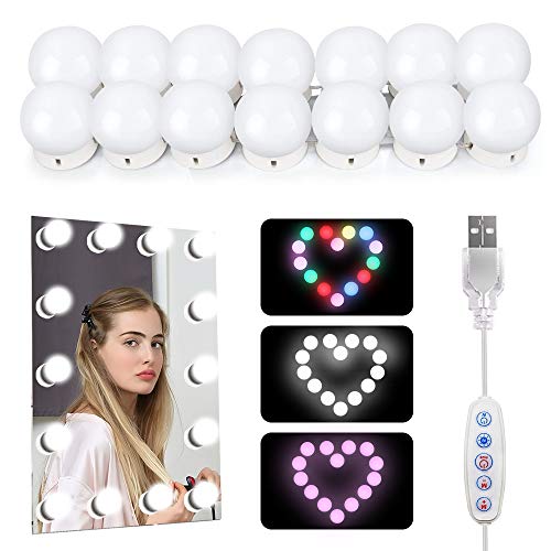 Led Vanity Mirror Lights Kits, Hollywood Makeup Mirror Lights with 14 Dimmable RGB