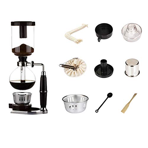 Siphon Kaffeekanne, Hitzebeständigem Glas Tragbaren Kaffee, Kaffeemaschinen, Haushaltshandschleifer (3 Teile / 5 Teile),3 Servings
